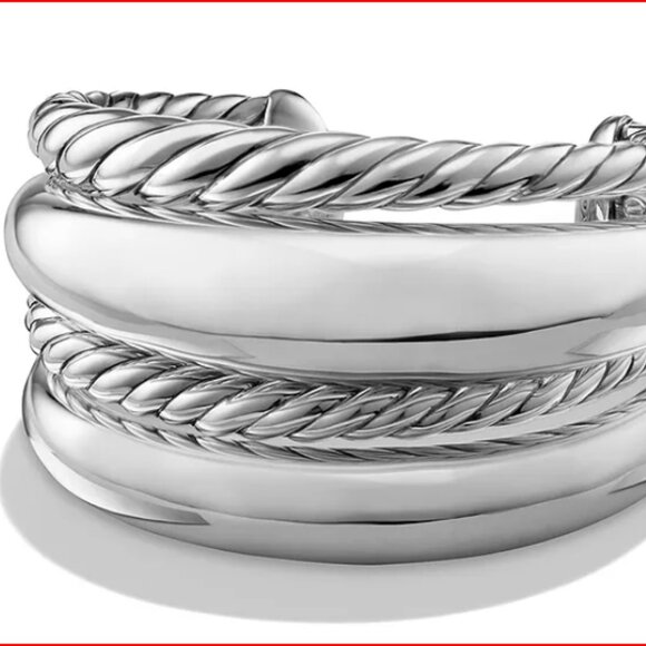 David Yurman Pure Form Four Row Cuff in Sterling Silver M - Picture 1 of 2